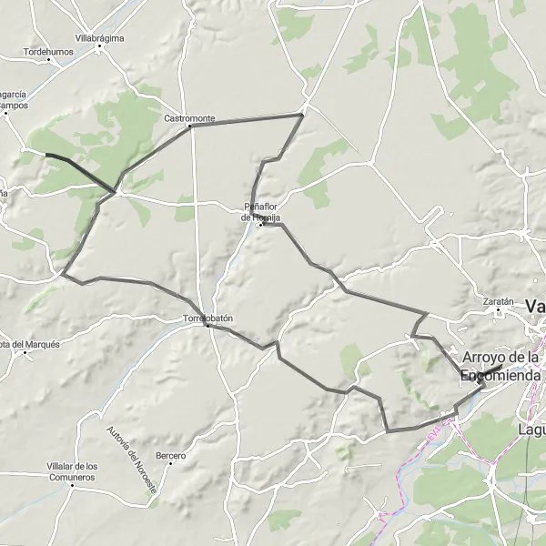 Miniatura mapy "Trasy rowerowe koło Arroyo de la Encomienda (Castilla y León, Hiszpania)" - trasy rowerowej w Castilla y León, Spain. Wygenerowane przez planer tras rowerowych Tarmacs.app