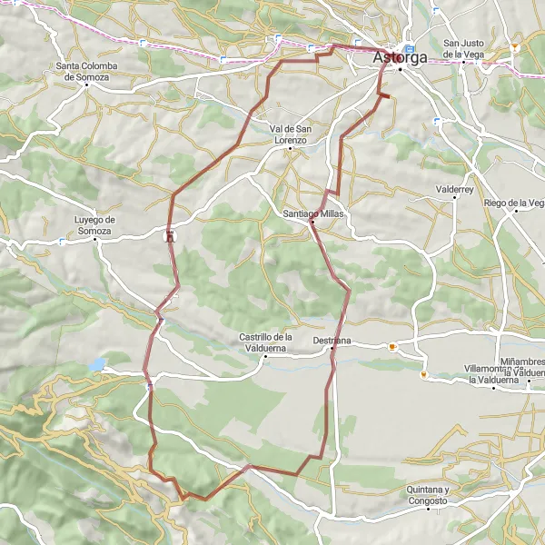 Map miniature of "The Valduerna Loop" cycling inspiration in Castilla y León, Spain. Generated by Tarmacs.app cycling route planner