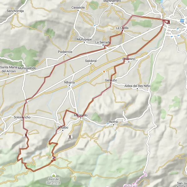 Miniatua del mapa de inspiración ciclista "Ruta de Grava Mansión de los Polentinos" en Castilla y León, Spain. Generado por Tarmacs.app planificador de rutas ciclistas