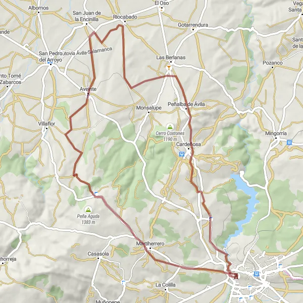 Miniatura mapy "Trasa rowerowa w pobliżu Ávili" - trasy rowerowej w Castilla y León, Spain. Wygenerowane przez planer tras rowerowych Tarmacs.app