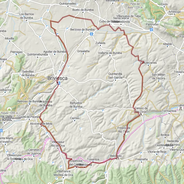 Miniatura mapy "Przejażdżka gravelowa wokół Belorado" - trasy rowerowej w Castilla y León, Spain. Wygenerowane przez planer tras rowerowych Tarmacs.app