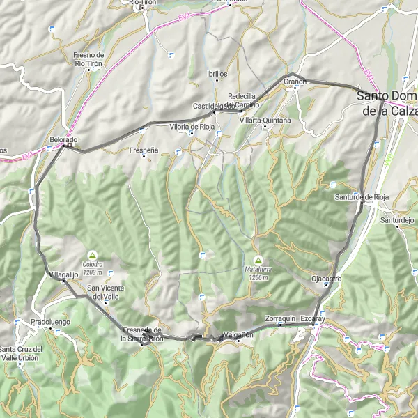 Map miniature of "Belorado Redecilla del Camino Ezcaray" cycling inspiration in Castilla y León, Spain. Generated by Tarmacs.app cycling route planner