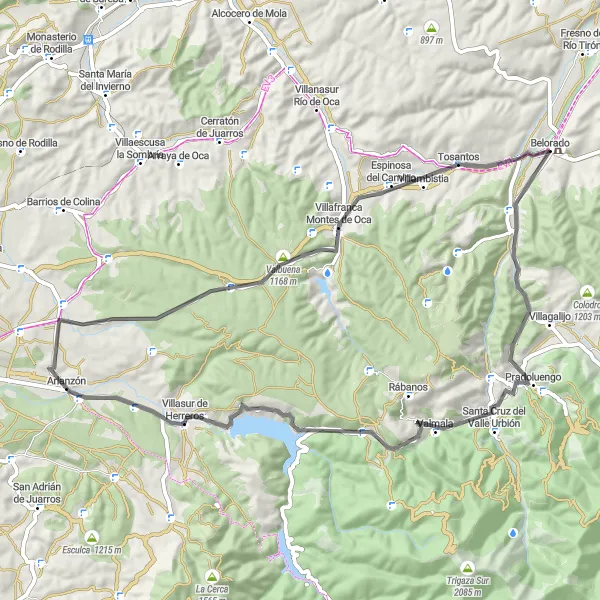 Miniatura mapy "Przez góry i doliny" - trasy rowerowej w Castilla y León, Spain. Wygenerowane przez planer tras rowerowych Tarmacs.app