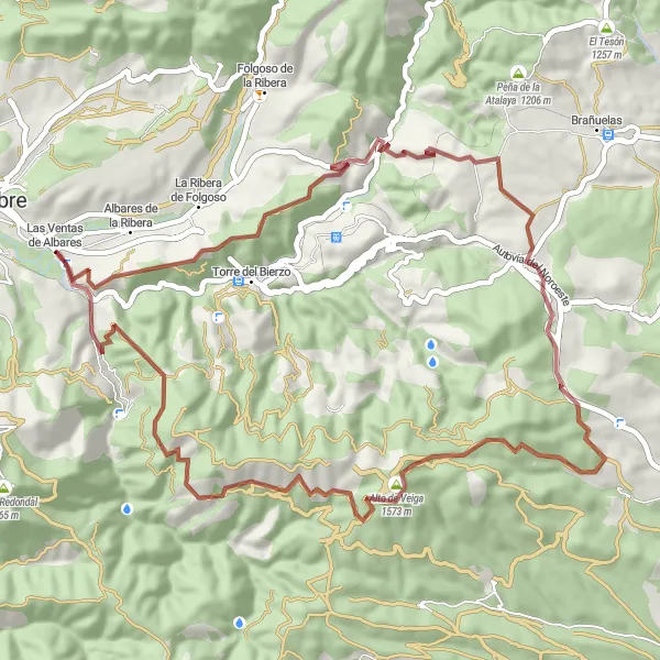 Miniatuurkaart van de fietsinspiratie "Off-road avontuur naar San Andrés de las Puentes" in Castilla y León, Spain. Gemaakt door de Tarmacs.app fietsrouteplanner