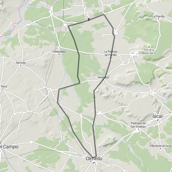 Map miniature of "Boecillo-Olmedo Adventure" cycling inspiration in Castilla y León, Spain. Generated by Tarmacs.app cycling route planner