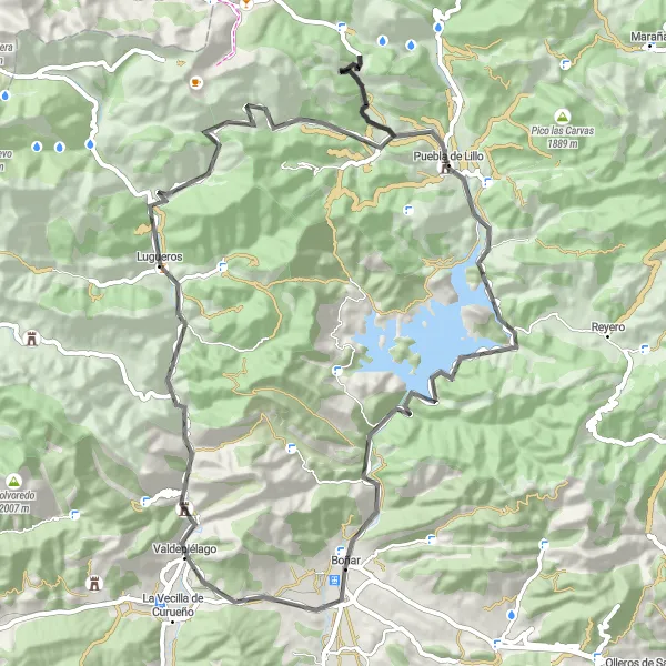 Map miniature of "Valdepiélago to Valdecastillo Road Route" cycling inspiration in Castilla y León, Spain. Generated by Tarmacs.app cycling route planner