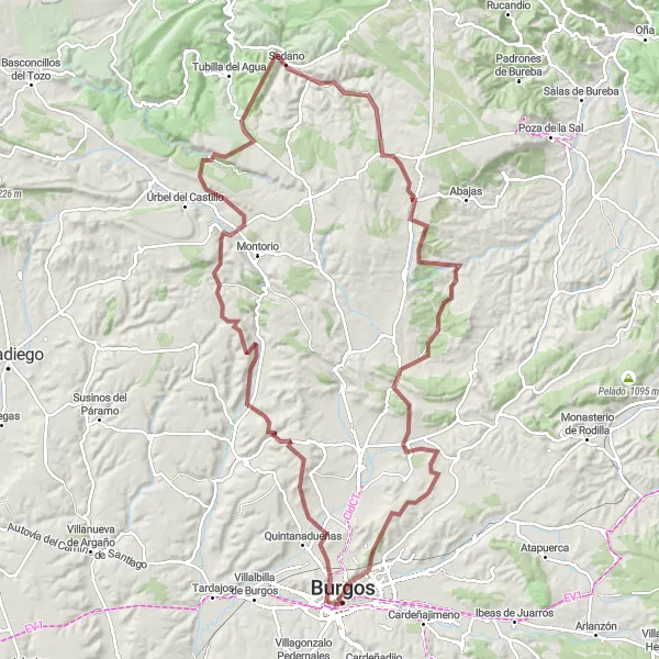 Miniatuurkaart van de fietsinspiratie "Lange gravel fietsroute met vele hoogtepunten" in Castilla y León, Spain. Gemaakt door de Tarmacs.app fietsrouteplanner