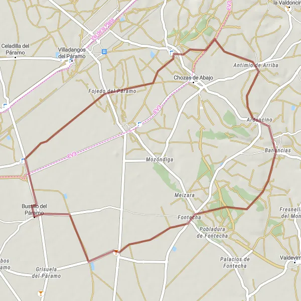 Miniatura mapy "Gravelowa wyprawa do serca Castilla y León" - trasy rowerowej w Castilla y León, Spain. Wygenerowane przez planer tras rowerowych Tarmacs.app
