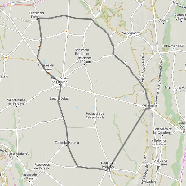 Miniatura mapy "Przygoda na dwóch kołach w malowniczym krajobrazie" - trasy rowerowej w Castilla y León, Spain. Wygenerowane przez planer tras rowerowych Tarmacs.app