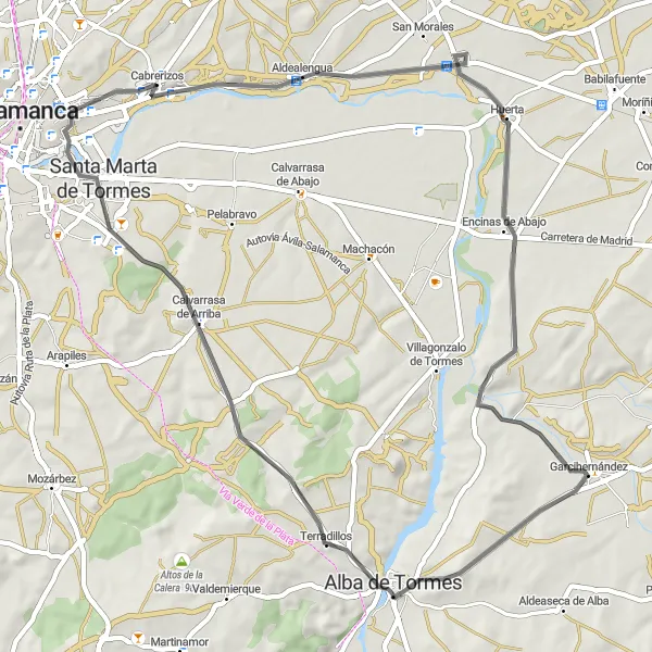 Miniatua del mapa de inspiración ciclista "Ruta Cultural de Calvarrasa de Arriba" en Castilla y León, Spain. Generado por Tarmacs.app planificador de rutas ciclistas
