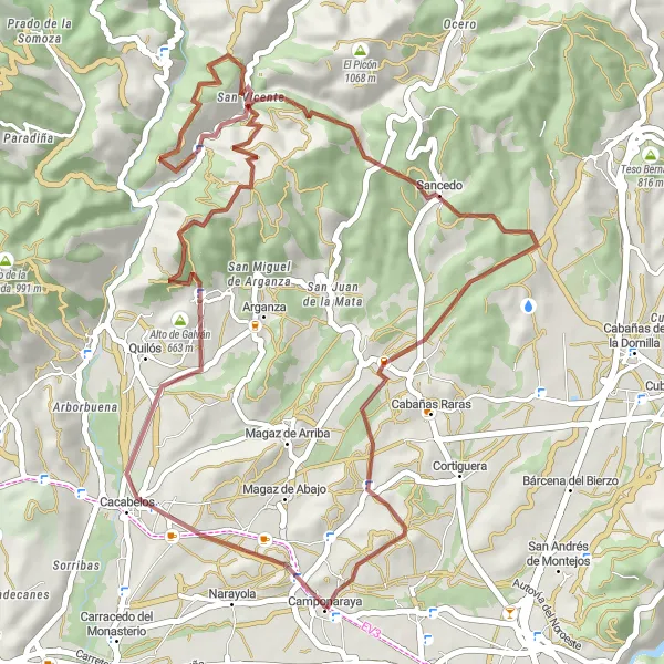 Miniatuurkaart van de fietsinspiratie "Ontdekking van Bergachtig Bierzo" in Castilla y León, Spain. Gemaakt door de Tarmacs.app fietsrouteplanner