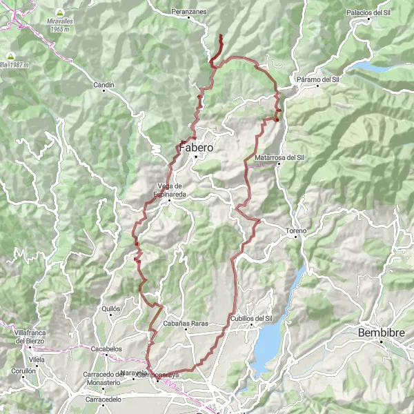 Miniatua del mapa de inspiración ciclista "Ruta de Grava a San Miguel de Arganza" en Castilla y León, Spain. Generado por Tarmacs.app planificador de rutas ciclistas