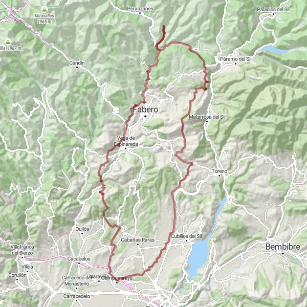 Map miniature of "Gravel Mountain Challenge" cycling inspiration in Castilla y León, Spain. Generated by Tarmacs.app cycling route planner