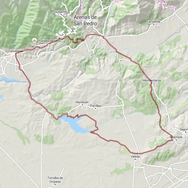 Miniatua del mapa de inspiración ciclista "Ruta a Montesclaros y Mejorada" en Castilla y León, Spain. Generado por Tarmacs.app planificador de rutas ciclistas