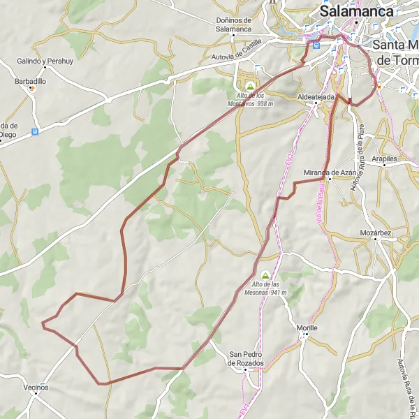 Miniatua del mapa de inspiración ciclista "Ruta de Gravel Teso de las Zorreras" en Castilla y León, Spain. Generado por Tarmacs.app planificador de rutas ciclistas