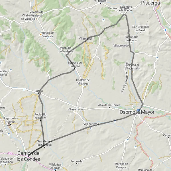 Miniatura mapy "Trasa szosowa z Miñanes" - trasy rowerowej w Castilla y León, Spain. Wygenerowane przez planer tras rowerowych Tarmacs.app