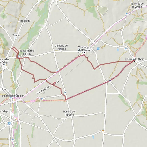 Map miniature of "Rural Retreat" cycling inspiration in Castilla y León, Spain. Generated by Tarmacs.app cycling route planner