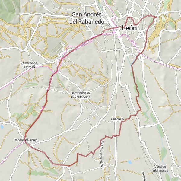 Map miniature of "Camino Real" cycling inspiration in Castilla y León, Spain. Generated by Tarmacs.app cycling route planner