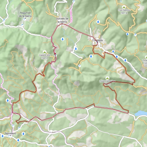 Miniatura mapy "Trasa szutrowa przez Refugio de pescadores, Piedra Andadera i Duruelo de la Sierra" - trasy rowerowej w Castilla y León, Spain. Wygenerowane przez planer tras rowerowych Tarmacs.app