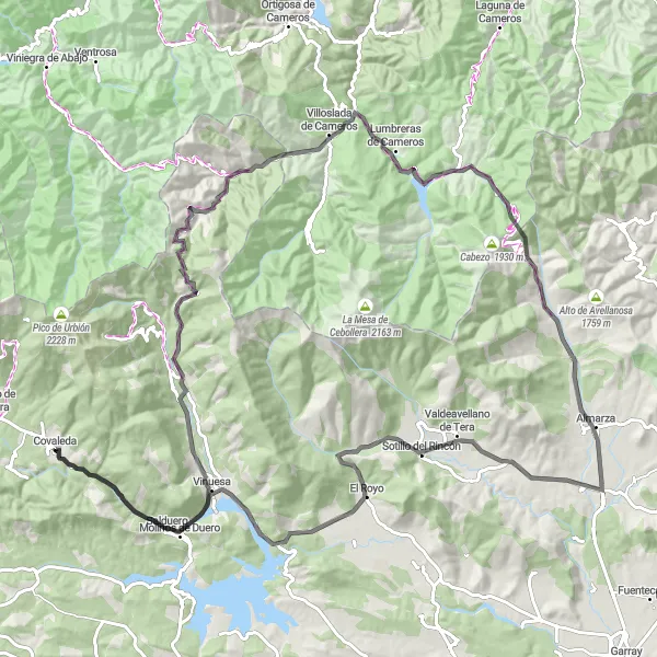 Miniatura mapy "Przełęcze i Góry na rowerze" - trasy rowerowej w Castilla y León, Spain. Wygenerowane przez planer tras rowerowych Tarmacs.app