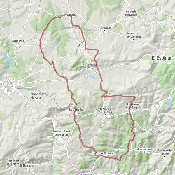 Miniatua del mapa de inspiración ciclista "Ruta de aventura y naturaleza" en Castilla y León, Spain. Generado por Tarmacs.app planificador de rutas ciclistas