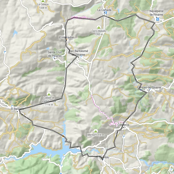 Map miniature of "Llanada Gravel Loop" cycling inspiration in Castilla y León, Spain. Generated by Tarmacs.app cycling route planner