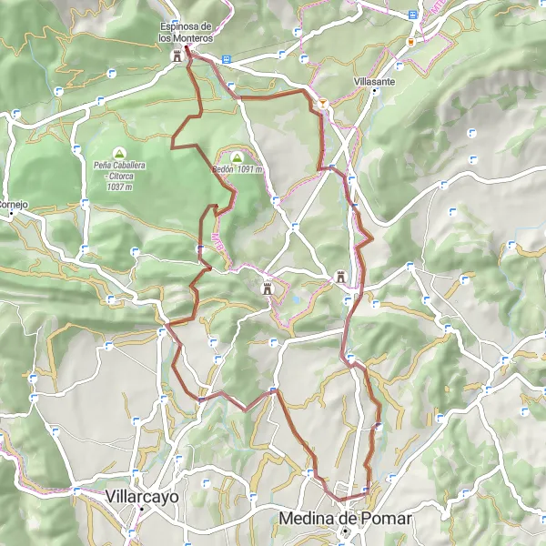 Miniatua del mapa de inspiración ciclista "Ruta de las Montañas Corta" en Castilla y León, Spain. Generado por Tarmacs.app planificador de rutas ciclistas
