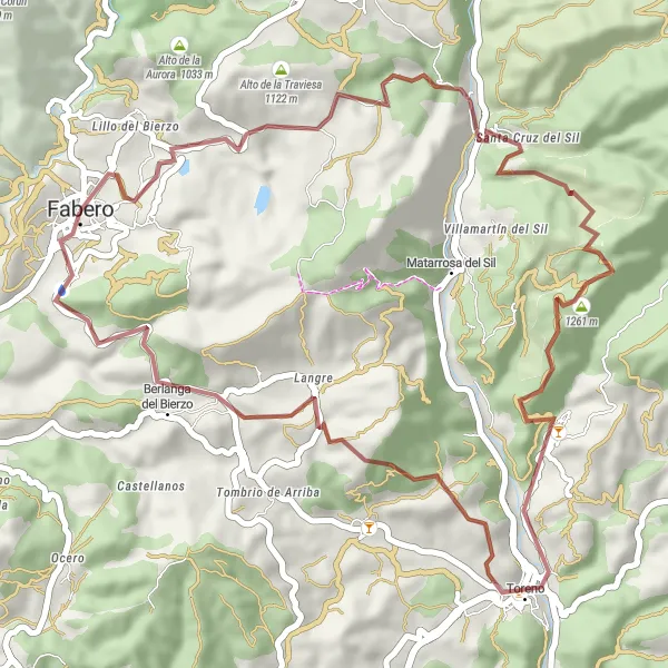 Miniatura mapy "Szlak Rowerowy Gravel Fabero - Berlanga del Bierzo" - trasy rowerowej w Castilla y León, Spain. Wygenerowane przez planer tras rowerowych Tarmacs.app