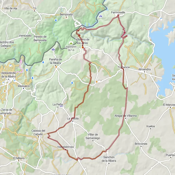 Miniatuurkaart van de fietsinspiratie "Offroad avontuur rond Fermoselle" in Castilla y León, Spain. Gemaakt door de Tarmacs.app fietsrouteplanner