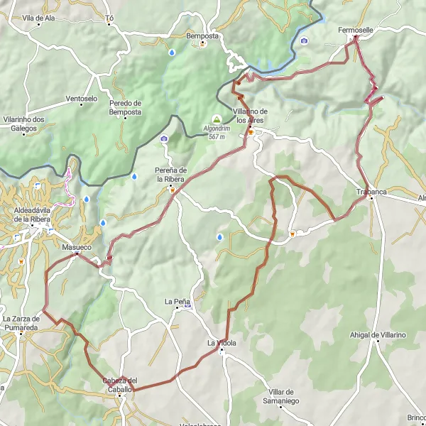 Map miniature of "The Gravel Escape" cycling inspiration in Castilla y León, Spain. Generated by Tarmacs.app cycling route planner