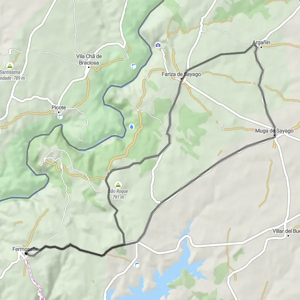 Map miniature of "The Sayago Loop" cycling inspiration in Castilla y León, Spain. Generated by Tarmacs.app cycling route planner