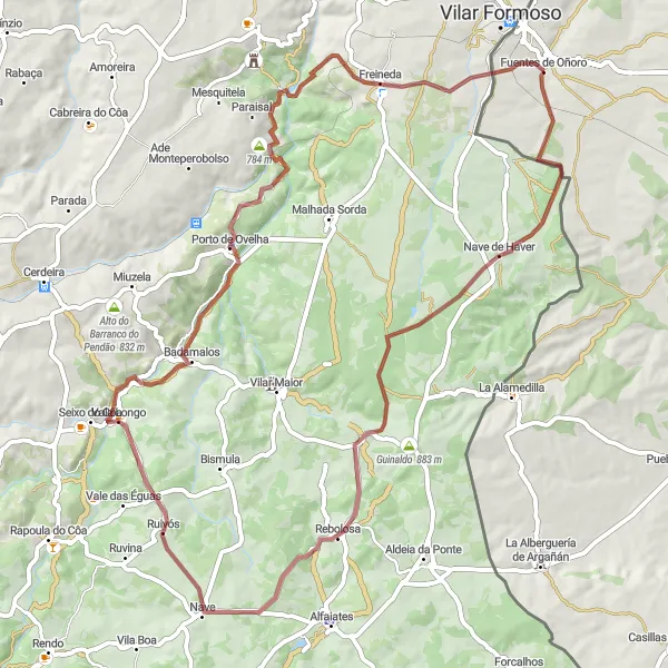 Miniatura mapy "Trasa z Aldeia da Ribeira do Freineda" - trasy rowerowej w Castilla y León, Spain. Wygenerowane przez planer tras rowerowych Tarmacs.app