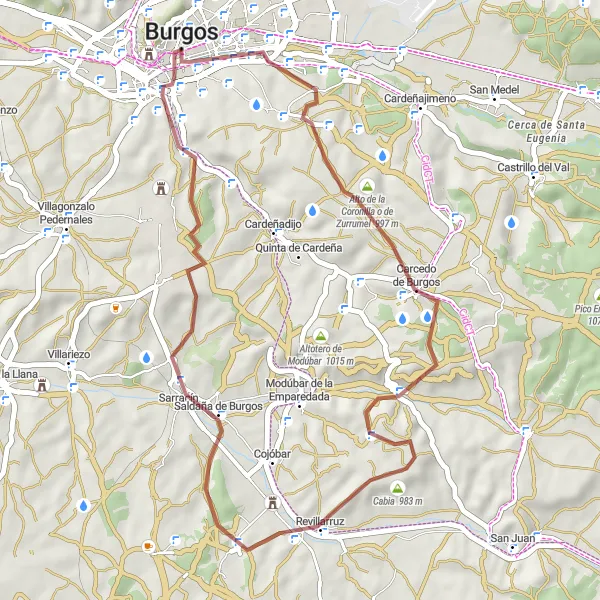 Miniatura mapy "Wycieczka rowerowa do wiosek" - trasy rowerowej w Castilla y León, Spain. Wygenerowane przez planer tras rowerowych Tarmacs.app