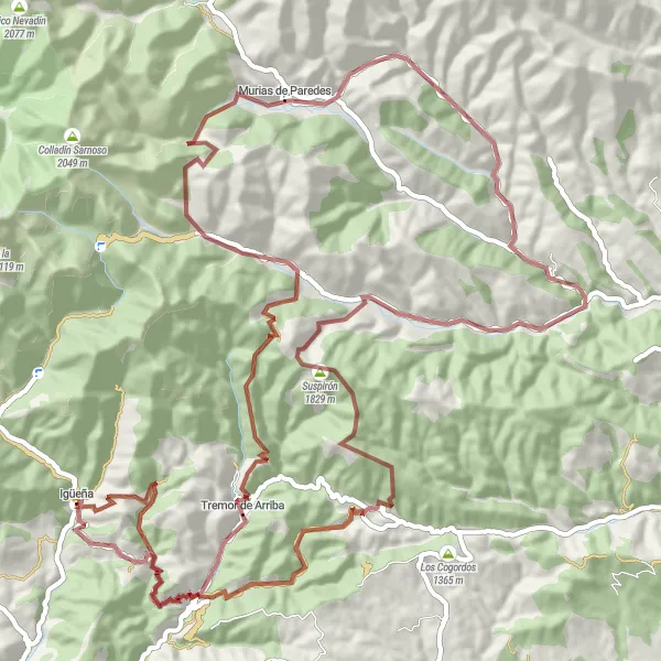 Miniatura mapy "Przejażdżka przez urokliwe wsie Gór Leónskich" - trasy rowerowej w Castilla y León, Spain. Wygenerowane przez planer tras rowerowych Tarmacs.app