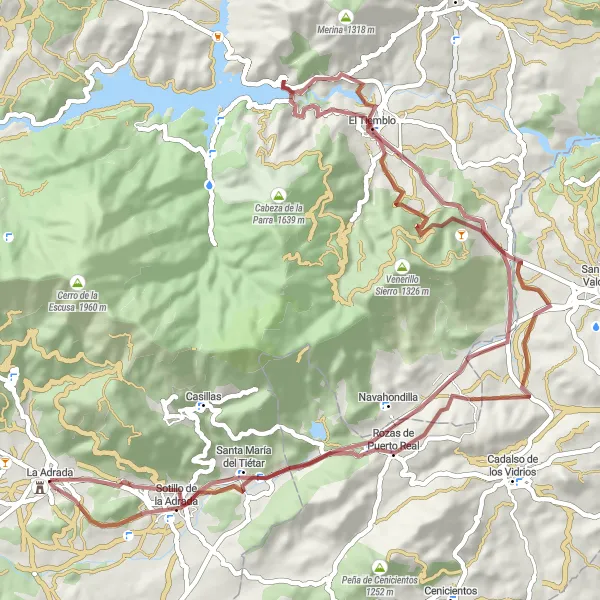 Map miniature of "Sotillo de la Adrada Loop" cycling inspiration in Castilla y León, Spain. Generated by Tarmacs.app cycling route planner
