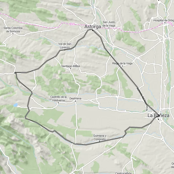 Map miniature of "Mountainous Road Challenge" cycling inspiration in Castilla y León, Spain. Generated by Tarmacs.app cycling route planner