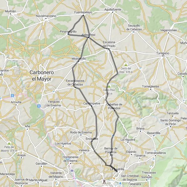 Map miniature of "Lastrilla Loop" cycling inspiration in Castilla y León, Spain. Generated by Tarmacs.app cycling route planner