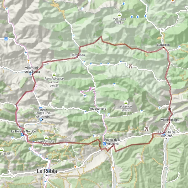 Map miniature of "Buiza Gravel Adventure" cycling inspiration in Castilla y León, Spain. Generated by Tarmacs.app cycling route planner