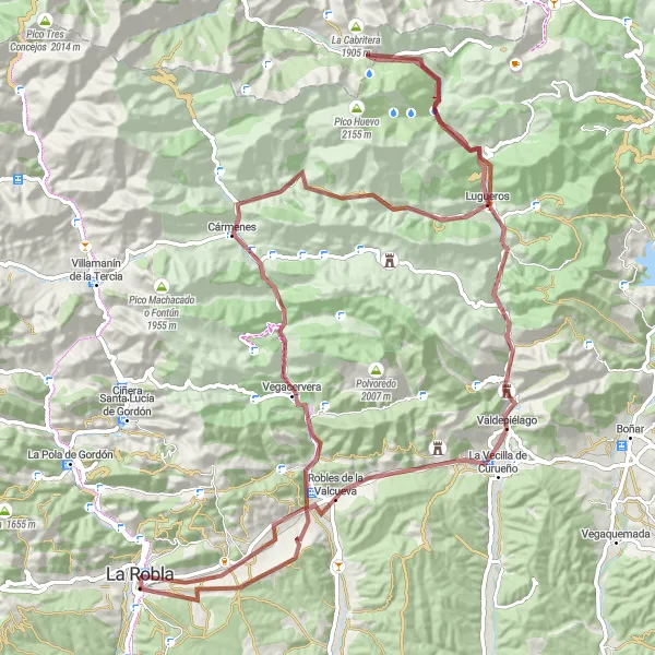 Miniatua del mapa de inspiración ciclista "Ruta Matallana de Torío - Valdepiélago" en Castilla y León, Spain. Generado por Tarmacs.app planificador de rutas ciclistas