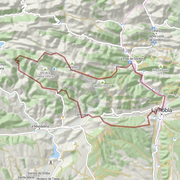 Map miniature of "Piedrasecha Gravel Adventure" cycling inspiration in Castilla y León, Spain. Generated by Tarmacs.app cycling route planner