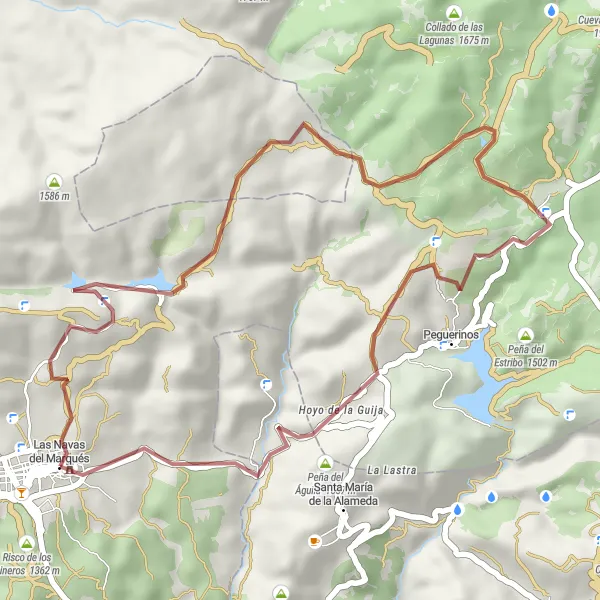 Map miniature of "Las Navas del Marqués Gravel Route" cycling inspiration in Castilla y León, Spain. Generated by Tarmacs.app cycling route planner