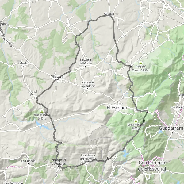 Map miniature of "Las Navas to Gudillos Adventure" cycling inspiration in Castilla y León, Spain. Generated by Tarmacs.app cycling route planner