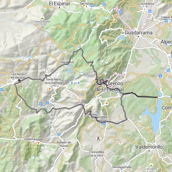 Map miniature of "Peña del Águila Challenge" cycling inspiration in Castilla y León, Spain. Generated by Tarmacs.app cycling route planner