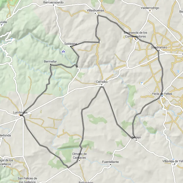 Map miniature of "Cultural Road Ride" cycling inspiration in Castilla y León, Spain. Generated by Tarmacs.app cycling route planner