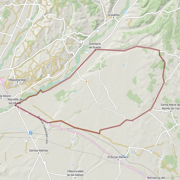 Map miniature of "Enchanting Gravel Loop" cycling inspiration in Castilla y León, Spain. Generated by Tarmacs.app cycling route planner