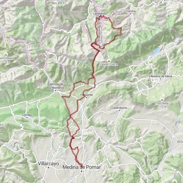 Miniatua del mapa de inspiración ciclista "Gran Ruta de Grava through Muela and Montecillo" en Castilla y León, Spain. Generado por Tarmacs.app planificador de rutas ciclistas