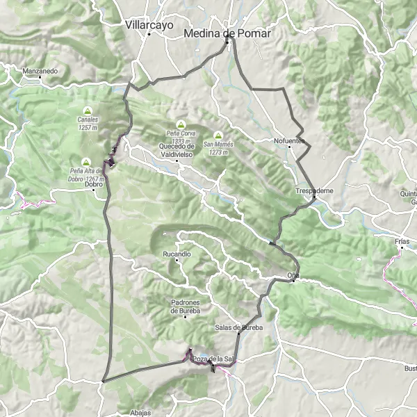 Miniatua del mapa de inspiración ciclista "Ruta de las Burebas" en Castilla y León, Spain. Generado por Tarmacs.app planificador de rutas ciclistas
