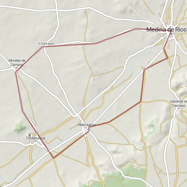 Miniatuurkaart van de fietsinspiratie "De Morales de Campos Route" in Castilla y León, Spain. Gemaakt door de Tarmacs.app fietsrouteplanner