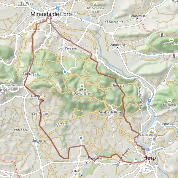 Map miniature of "Gobera Loop - Gravel Route" cycling inspiration in Castilla y León, Spain. Generated by Tarmacs.app cycling route planner