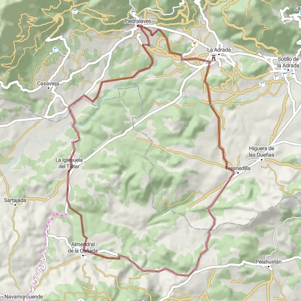 Map miniature of "Historical and Rural Gravel Adventure" cycling inspiration in Castilla y León, Spain. Generated by Tarmacs.app cycling route planner